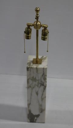 T H Robsjohn Gibbings T H Robsjohn Gibbings Carrara Marble Large Table Lamp With Brass Hardware - 2905192