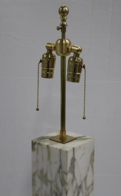 T H Robsjohn Gibbings T H Robsjohn Gibbings Carrara Marble Large Table Lamp With Brass Hardware - 2905193