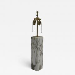 T H Robsjohn Gibbings T H Robsjohn Gibbings Carrara Marble Large Table Lamp With Brass Hardware - 2906118