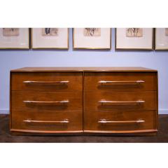 T H Robsjohn Gibbings T H Robsjohn Gibbings Chest of Drawers with Silver Plate Accents 1950s Signed  - 3677449