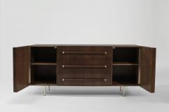 T H Robsjohn Gibbings T H Robsjohn Gibbings Credenza in Walnut and Brass C 1950s - 3867946