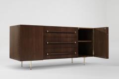 T H Robsjohn Gibbings T H Robsjohn Gibbings Credenza in Walnut and Brass C 1950s - 3867947