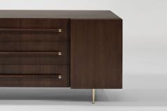 T H Robsjohn Gibbings T H Robsjohn Gibbings Credenza in Walnut and Brass C 1950s - 3867949