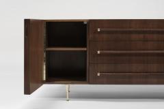 T H Robsjohn Gibbings T H Robsjohn Gibbings Credenza in Walnut and Brass C 1950s - 3867950