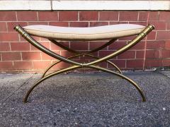 T H Robsjohn Gibbings T H Robsjohn Gibbings Custom Brass Curule Bench for the Kandell Residence - 1233785
