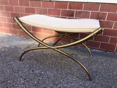 T H Robsjohn Gibbings T H Robsjohn Gibbings Custom Brass Curule Bench for the Kandell Residence - 1233786