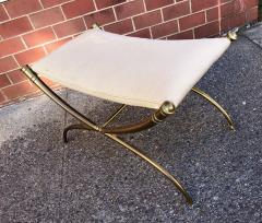 T H Robsjohn Gibbings T H Robsjohn Gibbings Custom Brass Curule Bench for the Kandell Residence - 1233789