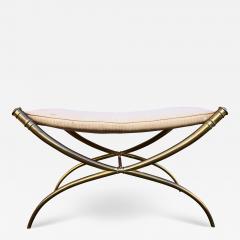 T H Robsjohn Gibbings T H Robsjohn Gibbings Custom Brass Curule Bench for the Kandell Residence - 1234712