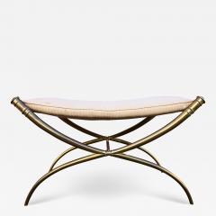 T H Robsjohn Gibbings T H Robsjohn Gibbings Custom Brass Curule Bench for the Kandell Residence - 1234712