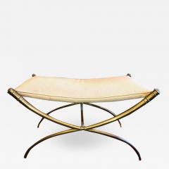 T H Robsjohn Gibbings T H Robsjohn Gibbings Custom Brass Curule Bench for the Kandell Residence - 1235449