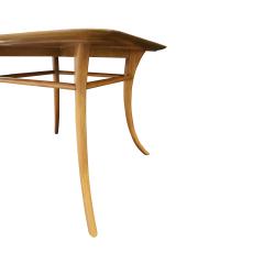 T H Robsjohn Gibbings T H Robsjohn Gibbings End Table In Walnut with Klismos Legs 1956 Signed  - 1180023