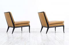 T H Robsjohn Gibbings T H Robsjohn Gibbings Leather Wood Slipper Lounge Chairs for Widdicomb - 2236904