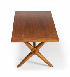 T H Robsjohn Gibbings T H Robsjohn Gibbings Mid Century Walnut Trestle Base Coffee Cocktail Table - 2792918