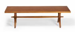 T H Robsjohn Gibbings T H Robsjohn Gibbings Mid Century Walnut Trestle Base Coffee Cocktail Table - 2792920