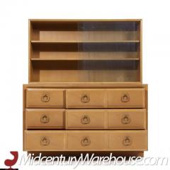 T H Robsjohn Gibbings T H Robsjohn Gibbings Modern Mid Century Maple and Brass Credenza with Hutch - 3554431