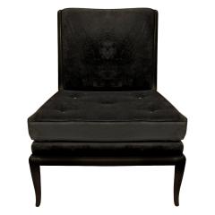 T H Robsjohn Gibbings T H Robsjohn Gibbings Pair of Iconic Slipper Chairs in Black Velvet 1950s - 1756247