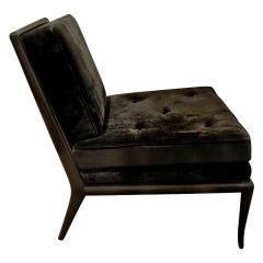 T H Robsjohn Gibbings T H Robsjohn Gibbings Pair of Iconic Slipper Chairs in Black Velvet 1950s - 1756248