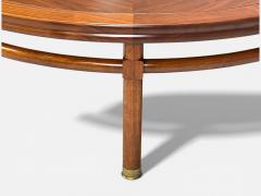 T H Robsjohn Gibbings T H Robsjohn Gibbings Round Coffee Table Brass Walnut USA 1960s - 4448733