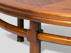 T H Robsjohn Gibbings T H Robsjohn Gibbings Round Coffee Table Brass Walnut USA 1960s - 4448734