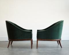 T H Robsjohn Gibbings T H Robsjohn Gibbings Style Lounge Chairs in Emerald Velvet C 1950s - 4485733