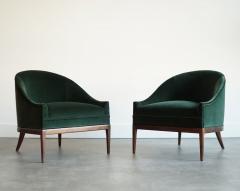 T H Robsjohn Gibbings T H Robsjohn Gibbings Style Lounge Chairs in Emerald Velvet C 1950s - 4485734