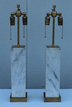 T H Robsjohn Gibbings T H Robsjohn Gibbings Style Marble And Brass Table Lamps - 2215767