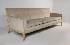 T H Robsjohn Gibbings T H Robsjohn Gibbings Three Seat Sofa Custom Bleached Walnut Frame Widdicomb - 1765320