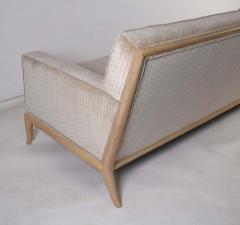 T H Robsjohn Gibbings T H Robsjohn Gibbings Three Seat Sofa Custom Bleached Walnut Frame Widdicomb - 1765325