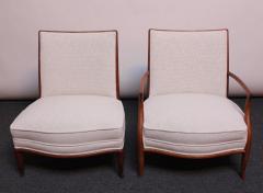 T H Robsjohn Gibbings T H Robsjohn Gibbings Walnut Lounge Chair and Slipper Chair Set - 2427756