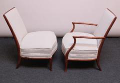 T H Robsjohn Gibbings T H Robsjohn Gibbings Walnut Lounge Chair and Slipper Chair Set - 2427757