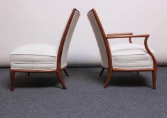 T H Robsjohn Gibbings T H Robsjohn Gibbings Walnut Lounge Chair and Slipper Chair Set - 2427758