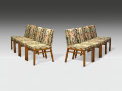 T H Robsjohn Gibbings T H Robsjohn Gibbings Walnut Scalamandre Fabric Dining Chairs USA 1950s - 4094518