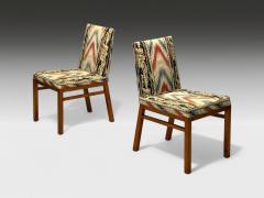 T H Robsjohn Gibbings T H Robsjohn Gibbings Walnut Scalamandre Fabric Dining Chairs USA 1950s - 4094521