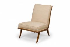 T H Robsjohn Gibbings T H Robsjohn Gibbings Widdicomb Beige Fabric Upholstered Walnut Side Chair - 2789236