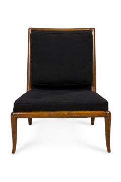 T H Robsjohn Gibbings T H Robsjohn Gibbings Widdicomb Black Fabric and Walnut Side Chairs - 2789556