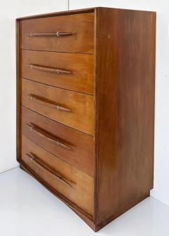 T H Robsjohn Gibbings T H Robsjohn Gibbings Widdicomb Tall Walnut Dresser with Spear Shaped Handles - 3521959