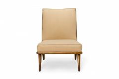 T H Robsjohn Gibbings T H Robsjohn Gibbings for Widdicomb Beige Fabric and Walnut Slipper Chair - 4274225