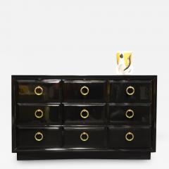 T H Robsjohn Gibbings T H Robsjohn Gibbings for Widdicomb Black Lacquer Chest with Solid Brass Pulls - 3204087