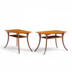 T H Robsjohn Gibbings T H Robsjohn Gibbings for Widdicomb Bleached Mahogany Sabre End Tables Pair - 4647823