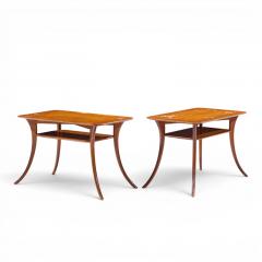 T H Robsjohn Gibbings T H Robsjohn Gibbings for Widdicomb Bleached Mahogany Sabre End Tables Pair - 4647825