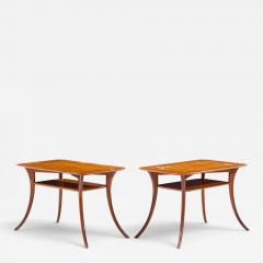 T H Robsjohn Gibbings T H Robsjohn Gibbings for Widdicomb Bleached Mahogany Sabre End Tables Pair - 4648551