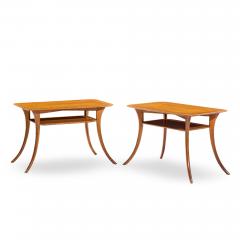 T H Robsjohn Gibbings T H Robsjohn Gibbings for Widdicomb Bleached Mahogany Sabre Side Tables Pair - 4499820