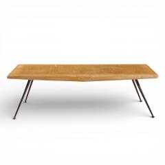 T H Robsjohn Gibbings T H Robsjohn Gibbings for Widdicomb Brass Leg Mahogany Coffee Table Bench - 4466072