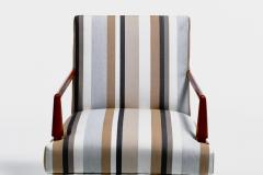 T H Robsjohn Gibbings T H Robsjohn Gibbings for Widdicomb Dining Chairs in New Striped Upholstery - 4571141