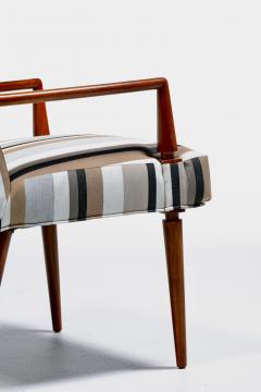 T H Robsjohn Gibbings T H Robsjohn Gibbings for Widdicomb Dining Chairs in New Striped Upholstery - 4571142