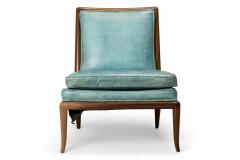 T H Robsjohn Gibbings T H Robsjohn Gibbings for Widdicomb Furniture Co Blue Leather Slipper Chair - 2789273