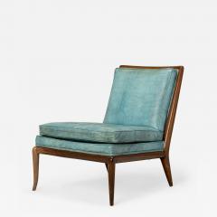 T H Robsjohn Gibbings T H Robsjohn Gibbings for Widdicomb Furniture Co Blue Leather Slipper Chair - 2795076