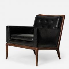 T H Robsjohn Gibbings T H Robsjohn Gibbings for WiddicombAmericanBlack Tufted Leather Lounge Chair - 2794735