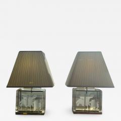 T Raymond EXCEPTIONAL PAIR OF ART DECO REVIVAL ETCHED TIGER LILIES LAMPS BY T RAYMOND - 3152547