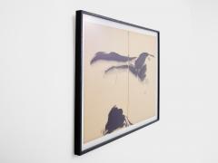 T ang Haywen signed diptych ink on beige paper 1970 - 4188672